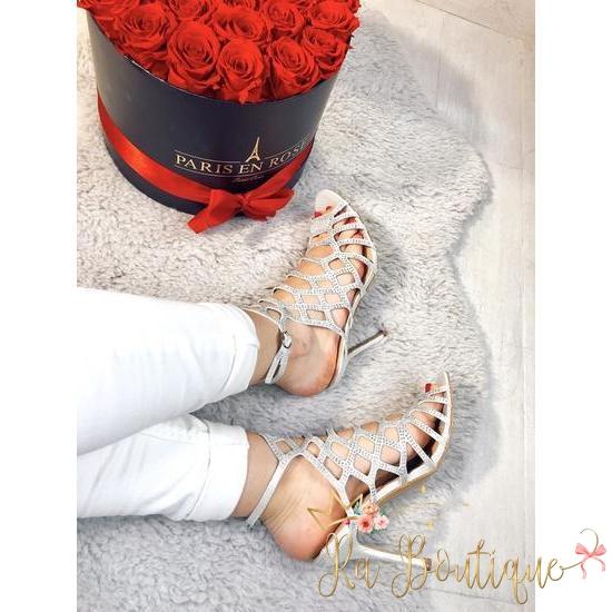 Sandalo a rete con strass