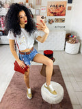 Short in jeans con strappini