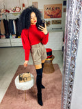 Short pied de poule con cintura