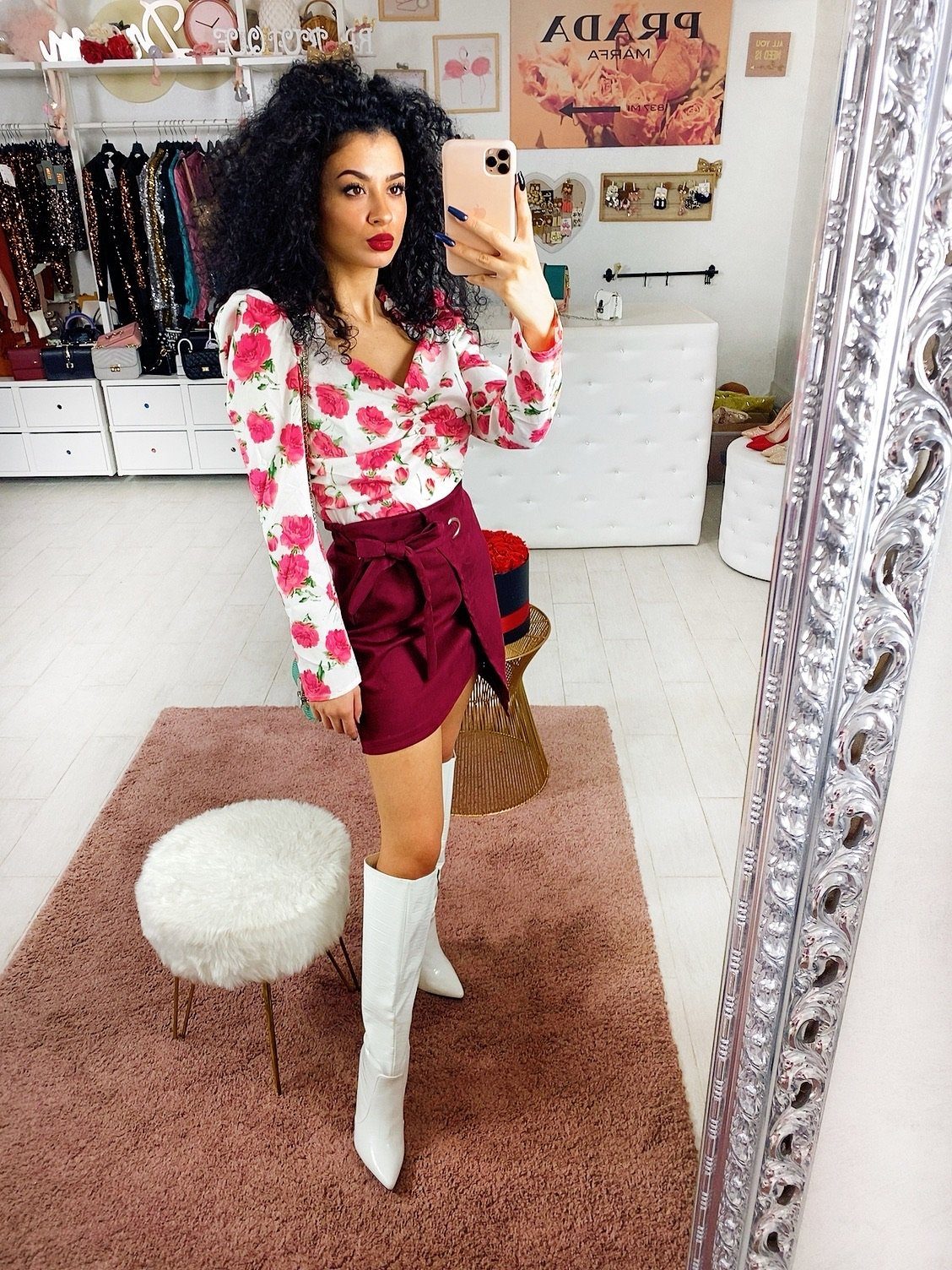 Top a fiorellini fuxia