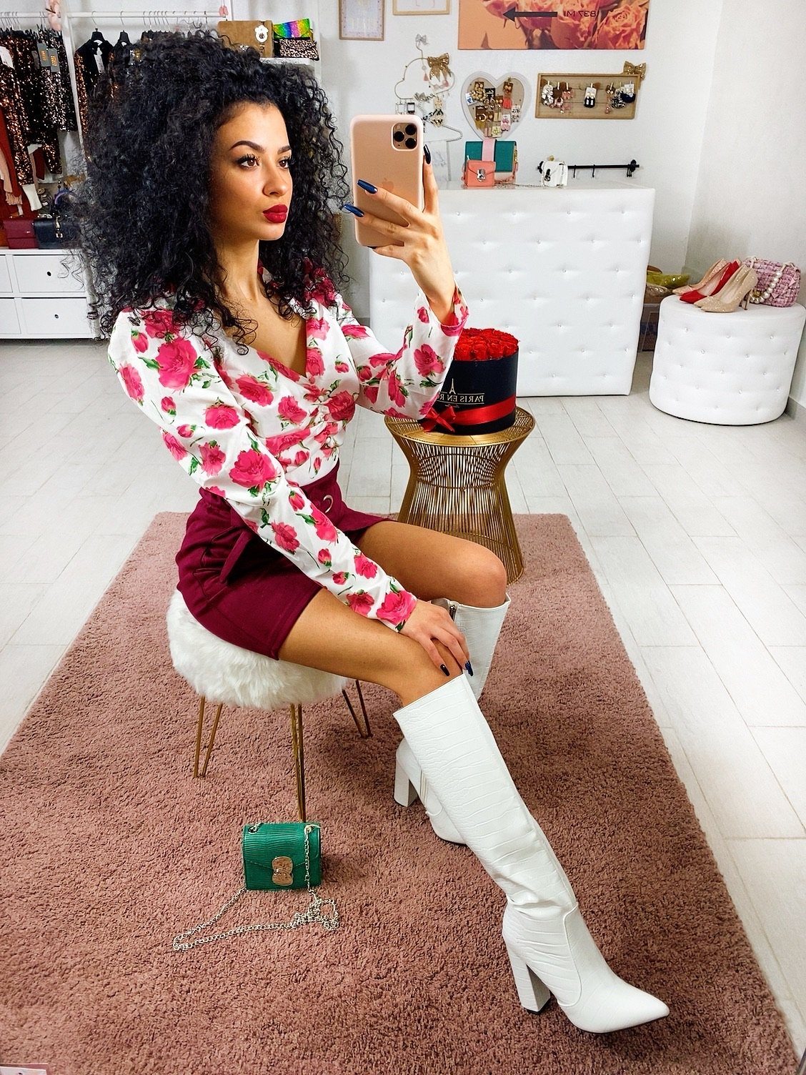 Top a fiorellini fuxia