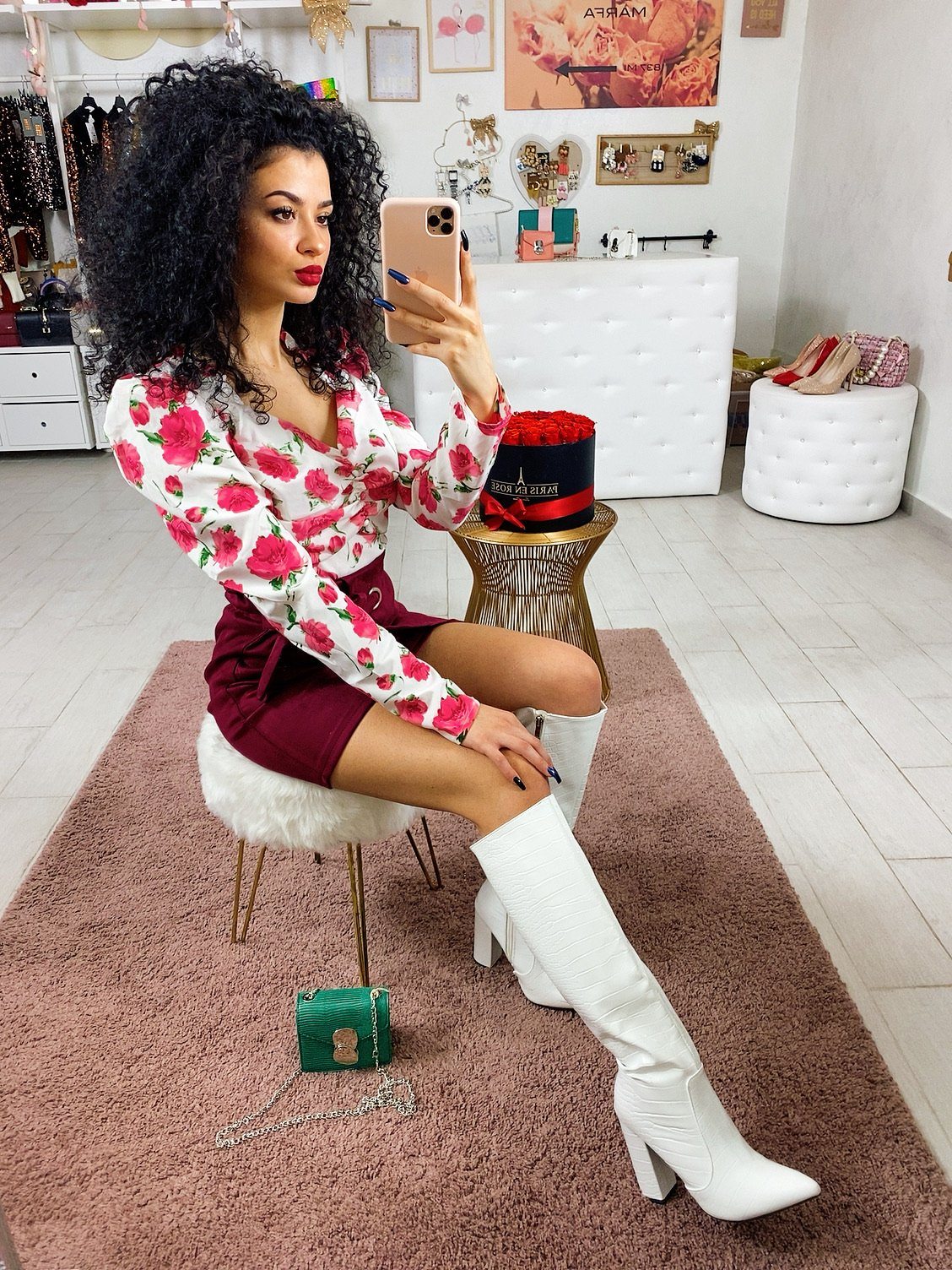 Top a fiorellini fuxia